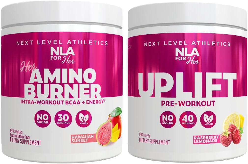 NLA för hennes Pre/Intra Workout Stack (Inkluderar hennes termogena Amino Hawaiian Sunset och Uplift Pre Workout Raspberry Lemonade)