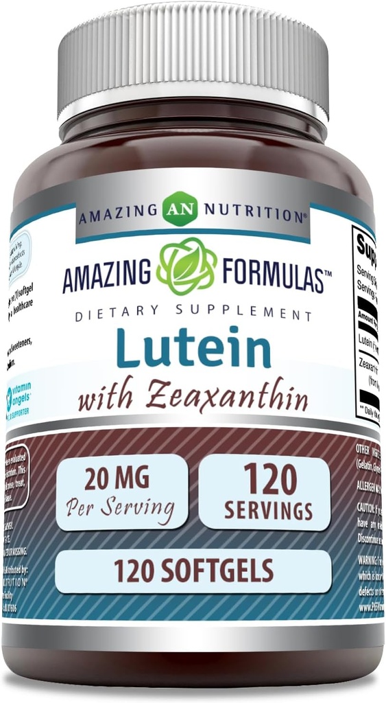 Fantastiska formler Lutein 20 mg med Zeaxanthin 800 mcg | Softgels Supplement | Non-GMO | Gluten Free | Made in USA (120 greve)