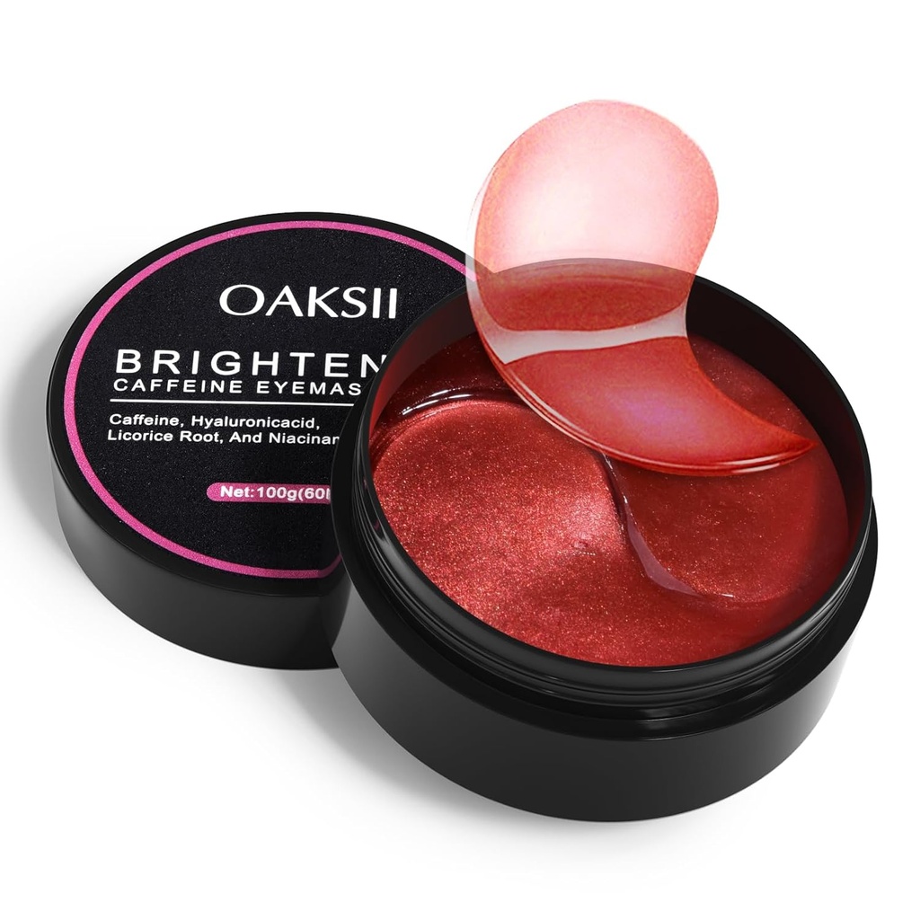 Koffein under ögonmasker, 60 Pcs Brightening Eye Patches för mörka cirklar och puffiness med hyaluronsyra, minska mörka cirklar Eye Gel Pad