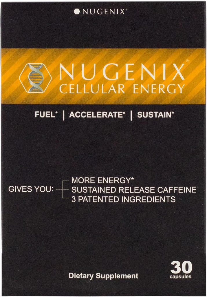 Nugenix Cellular Energy - Energy Supplements - L-Carnitine och L-Tartrate, 11ATP, Extended Release Caffeine, L-Tyrosine, 30 Count