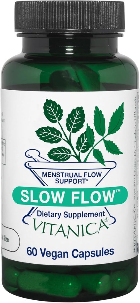 Vitanica Slow Flow, Menstrual Flow Support, Vegan, 60 kapslar (Slow Flow Pro Logo)