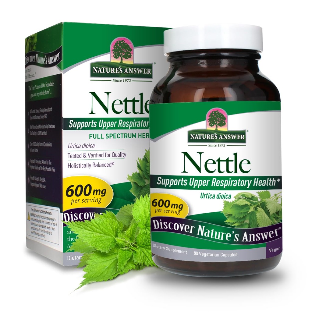 Naturens svar på Nettle Leaf Vegan Capsules 90 Count | Prostate Support | Natural Energy | Immune Support | Daily Supplement