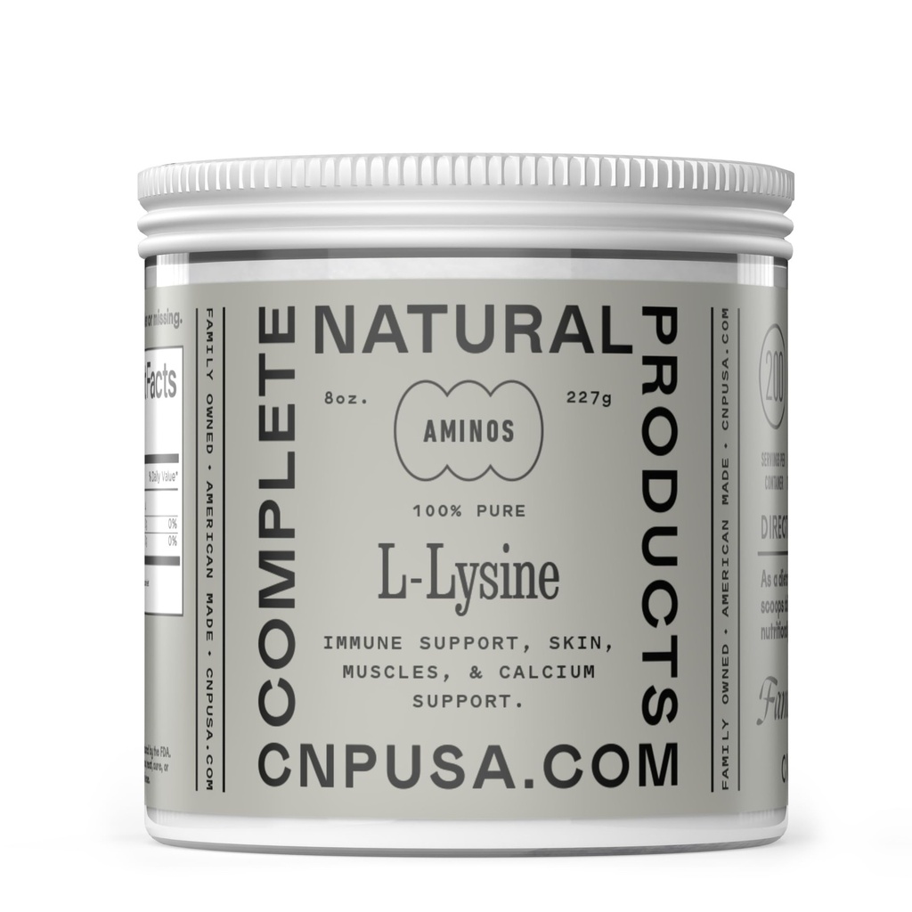 L-Lysine Powder Supplement - Bulk L-Lysine 8oz, 200 portioner