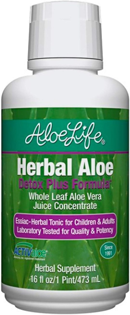 Aloe Life – Detox Plus Formula, Aloe-Based Detox Supplement, Aloe Vera Juice Cleanse, Promotes Healthier Digestion, Concentrated Herbal Tonic, Gut Health Detox for General Wellness (Lemon Lime, 16oz.)
