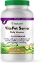 NaturVet – VitaPet Senior Daily Vitamins for Senior Dogs – Plus Glukosamin – Fullt spektrum av vitaminer och mineraler – Förbättrad med Glukosamin för extra gemensamt stöd – 60 Time Release tabletter
