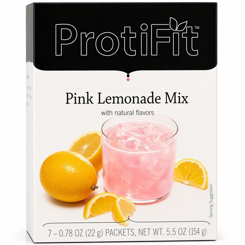 ProtiFit - High Protein Fruit smaksatt pulverdryck Mix, 15g Protein, Low Calorie, Sugar Free, Ideal Protein Compatible, 7 portioner Per Box (Pink Lemonade)