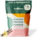 välmående Almond Protein Powder (Vanilla) - 18 Grams of Pure Healthiest Vegan Protein för kvinnor och män - Perfekt Gluten-Free, Soy-Free & Smooth Gut Friendly Protein Powder för Sports Nutrition