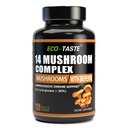 14 Mushrooms Supplement 120 kapslar - Immune System Booster & Nootropic Brain Supplement - med Lion's Mane, Reishi, Maitake, Turkiet Tail, Chaga Complex - Black Pepper för Absorption, 30% Beta-Glucan