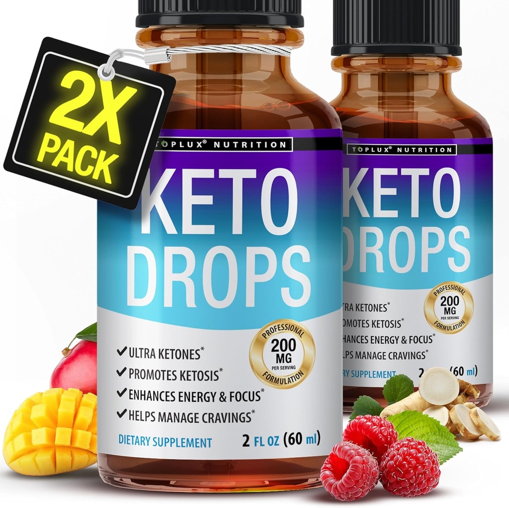Toplux Keto Diet droppar ketogent tillskott - Premium Formel för att stödja ketos, bättre Absorption Liquid, Garcinia Cambogia, för män och kvinnor