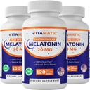 Vitamatic Melatonin 20 mg tabletter | Vegetarian, icke-GMO, Gluten Free | HIGH Potens 20 MG | Naturlig Berry smak (1/2 tabletter = Melatonin 10 mg) (120 greve 3)