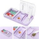 Toplive Portable 3-i-1 Pill Cutter och Pill Grinder och Pill Holder, Accurate Easy Cutting, Medication Crusher för små stora piller, vitamin tabletter Splitter för äldre barn Husdjur, lila