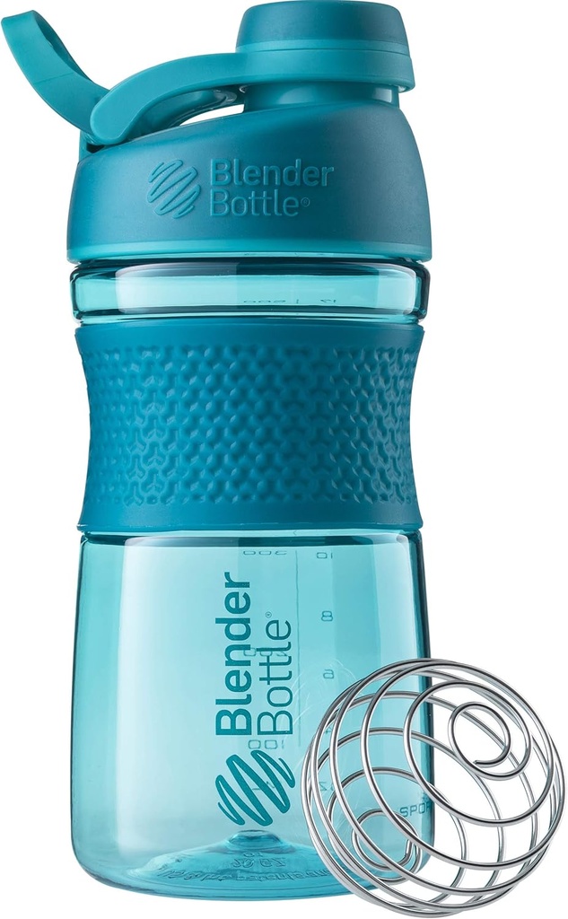 BlenderBottle 20oz SportMixer Protein Shaker Bottles, Black & Teal, Bundle av 2