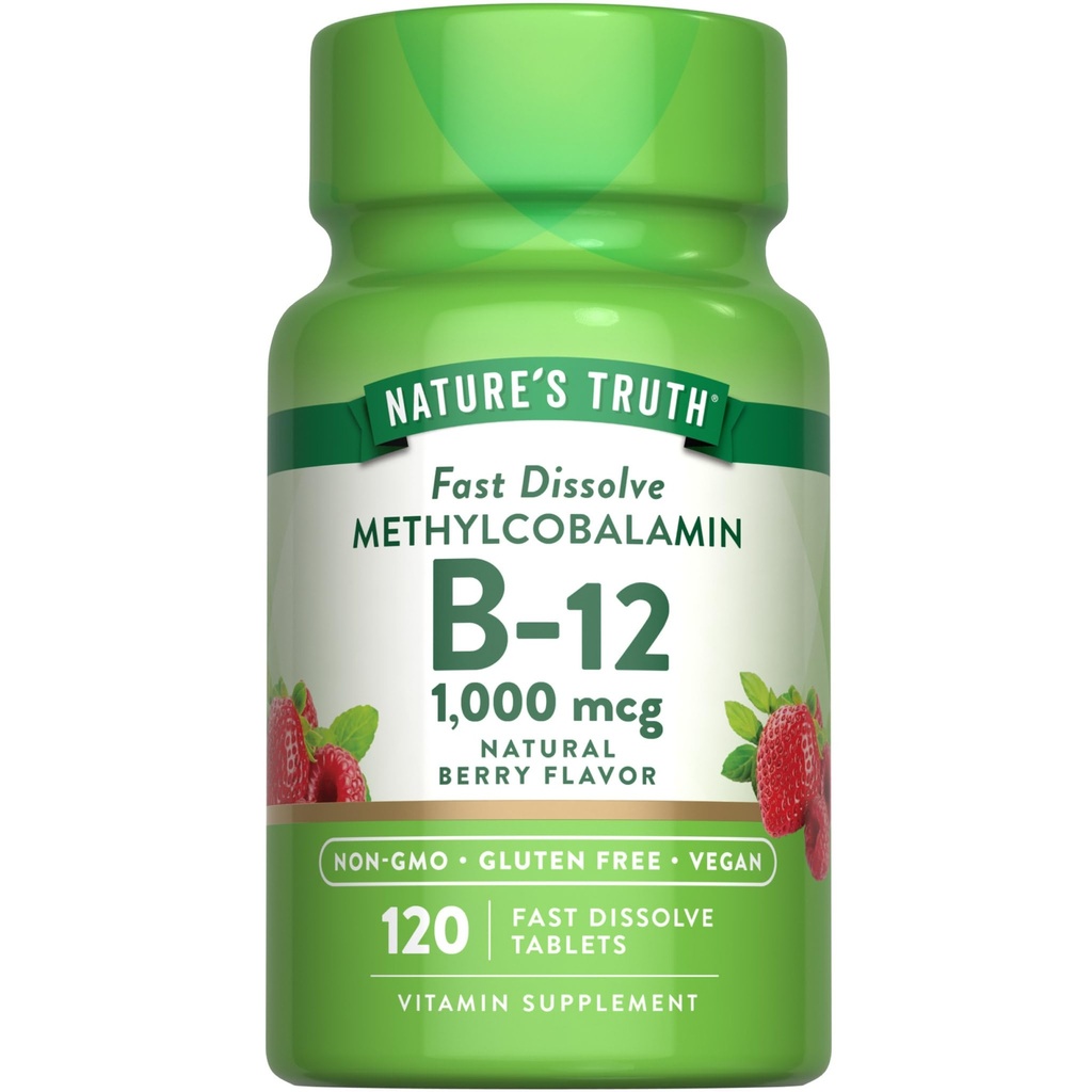 Naturens sanning B12 Vitamin Sublingual Tablets | 1000 mcg | 120 greve | Vegan, icke-GMO & Gluten Free