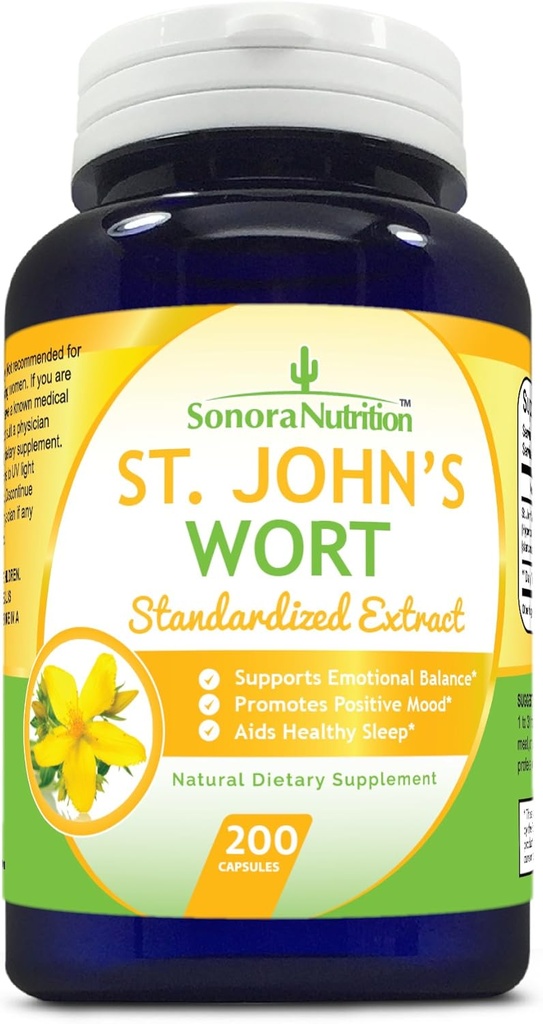 St John's Wort Standardized Extract med 0,3% Hypericin 300 mg, 200 kapslar