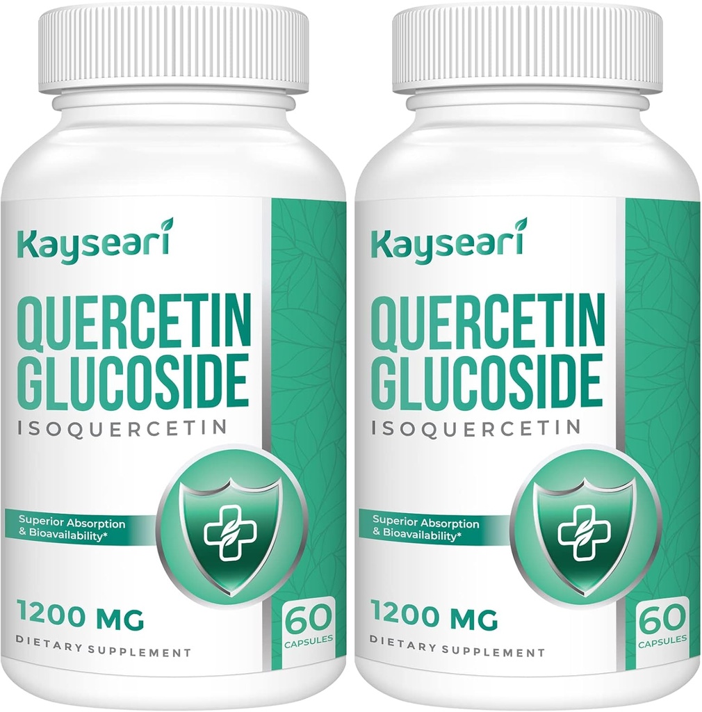 Quercetin Glucoside 1200mg Supplements - Isoquercetin med 6X Bioavailability,120 Veggie Capsules,Contain Black Pepper & Rutin för Max Absorption