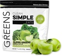 Clean Simple Eats Super Greens Powder, naturligt smaksatta gröna pulver med Chlorella, Spirulina, Superfoods & Prebiotic Fiber, inga konstgjorda ingredienser, Gluten Free, Green Apple Flavor, 30 portioner