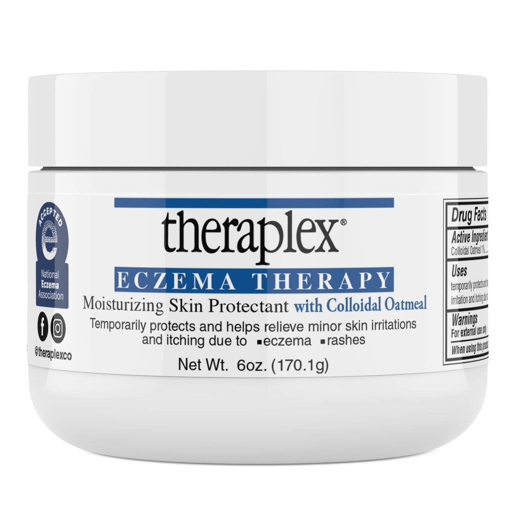 Theraplex Eczema Therapy (6 oz) - Moisturizing Skin Protectant med Natural Colloidal Oatmeal, Noncomedogenic och Hypoallergenic, Fragrance-Free - National Eczema Association Seal of Approval