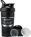 BlenderBottle Shaker Bottle med Pill Organizer och lagring för Protein Powder, Classic V2 ProStak System, 22-Ounce, Midnight Black