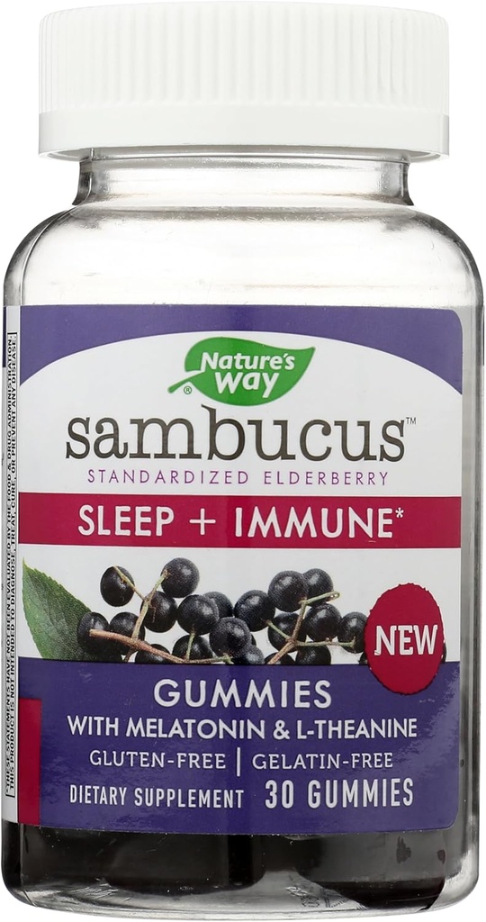 Naturens väg naturens sätt Sambucus Elderberry Sleep + Immune Gummies, 30 Count