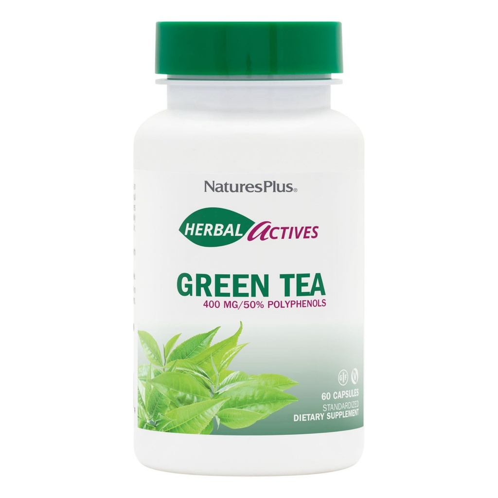 NaturesPlus Herbal Actives Green Tea - 60 kapslar - Icke-GMO, Vegan, Gluten Free - 60 portioner