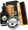 Beard Brush, Beard Comb, Beard Oil, & Beard Balm Grooming Kit for Men's Care, Travel Facial Hair Set for Growth, Styling, Shine & Softness, Great Gifts for Him