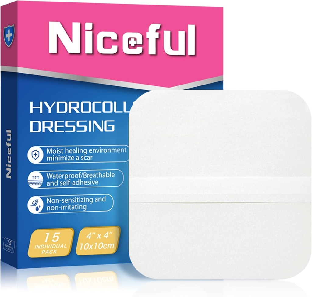 15 Greve Hydrocolloid Bandages 4x4 in, Hydrocolloid sårläkning Healing Bandages för sår, vattentät sårläkning