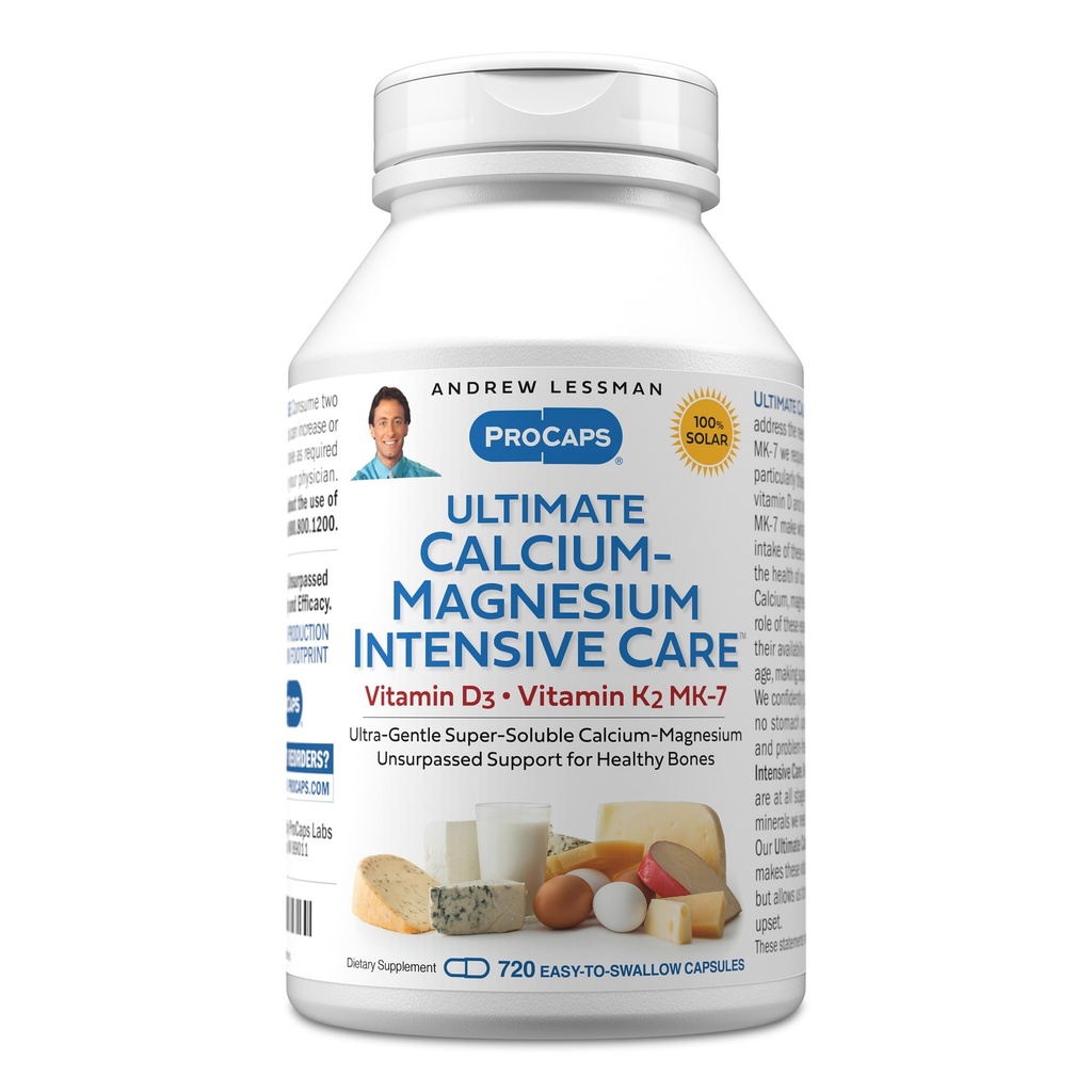 ANDREW LESSMAN Ultimate Calcium-Magnesium Intensive Care med vitamin D3 & K2 MK7-120 mcg - 720 kapslar - Bone och Skeleton Health Essentials. Gentle, lätt att svälja, superlöslig. Inga tillsatser