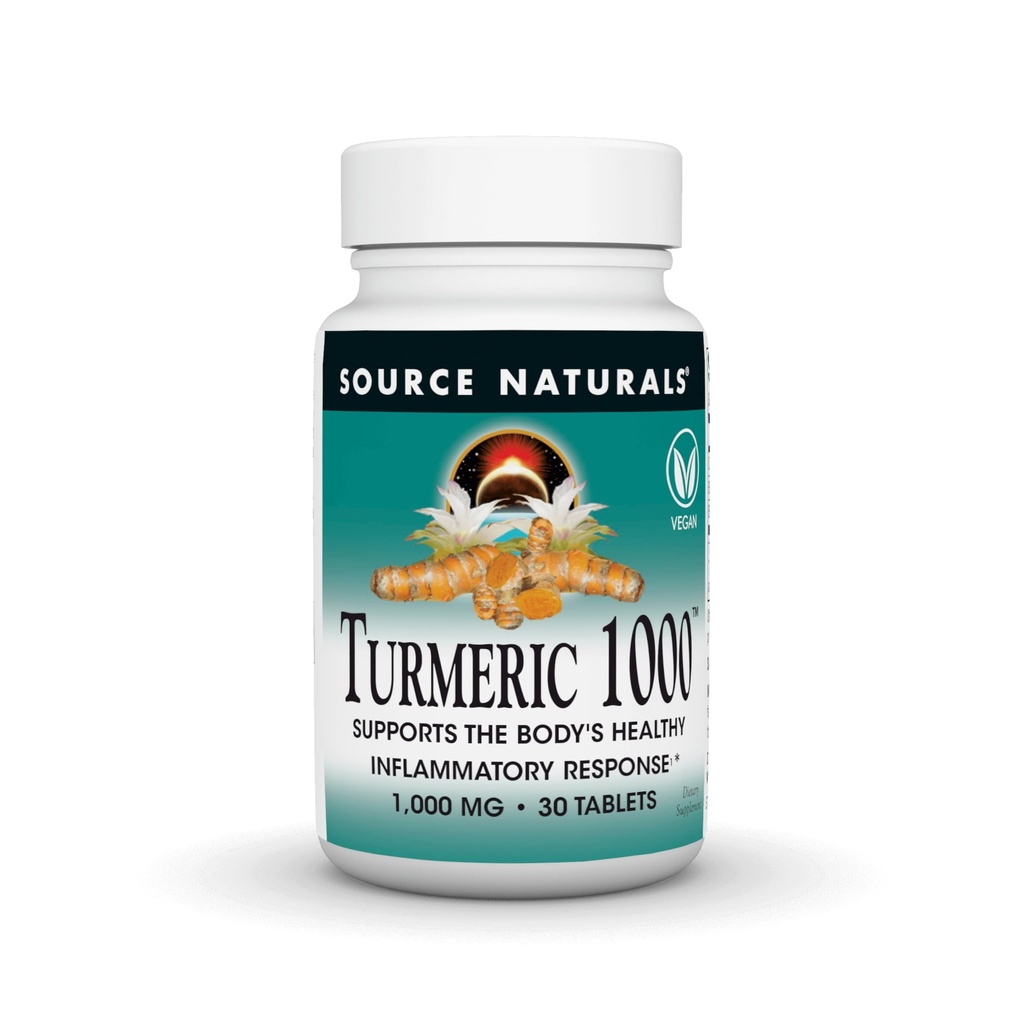 Källa Naturals Turmeric 1000, stöder kroppens hälsosamma inflammatoriska svar *, 1000 mg - 30 tabletter