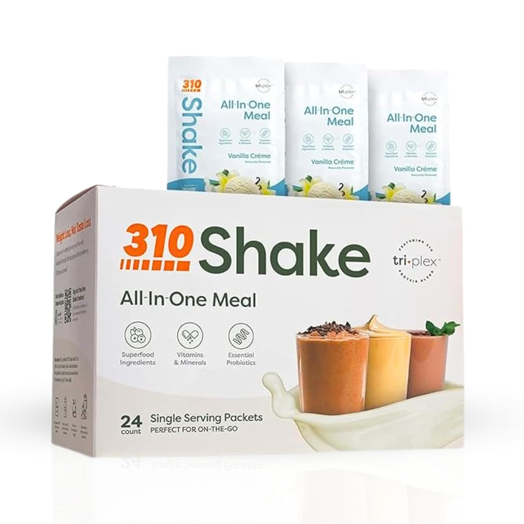 310 Nutrition - All-In-One Meal Replacement Shake - Ny Formel med Fiber Rich Vegan Superfood Blend - Naturliga sötningsmedel - Low Carb Shake, Keto & Paleo Friendly - Gluten Free - 26 Vitaminer och mineraler - Variety Shake Box - Vanilla Crème