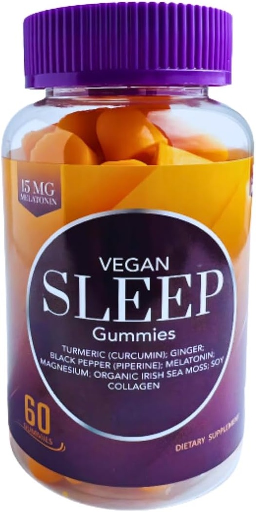 Vegan Sleep Gummies for Adults – Bio-Sleep Fusion™ with Melatonin, Magnesium, Turmeric, Ginger, Sea Moss & Collagen – Natural Sleep Support, Stress Relief, Wake Up Refreshed – 60 Count