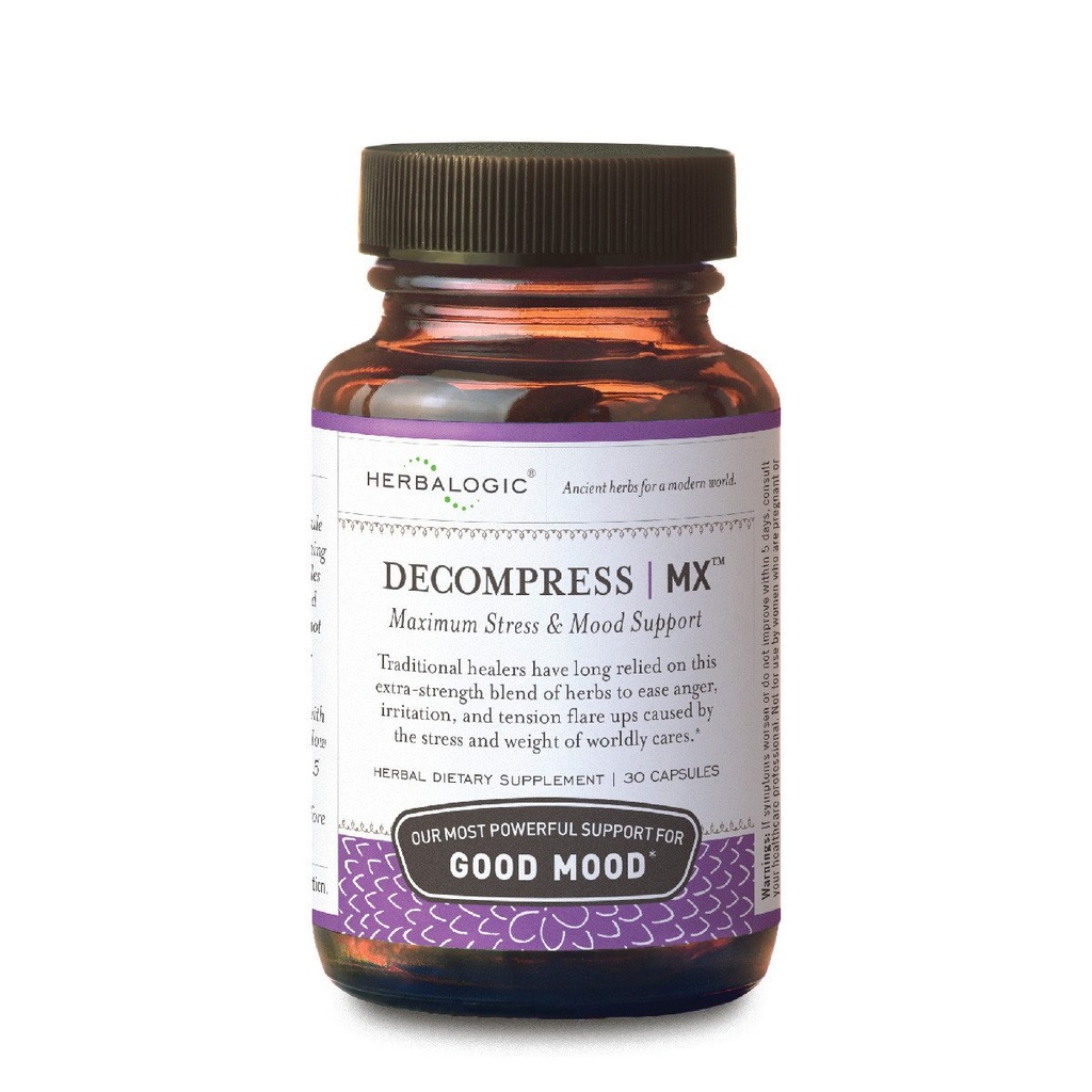 Herbalogic - Decompress MX Herb Capsules - Maximal Stress & Tension Relief - Reducerar ilska & Moodiness, positivt humörstöd - baserat på den traditionella kinesiska formeln Xiao Yao San - 30 Cap Count