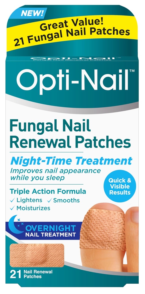 Opti-Nail Fungal Nail Renewal Patches - 21 Patches, Night-Time Behandling förbättrar Nail Appearance medan du sover