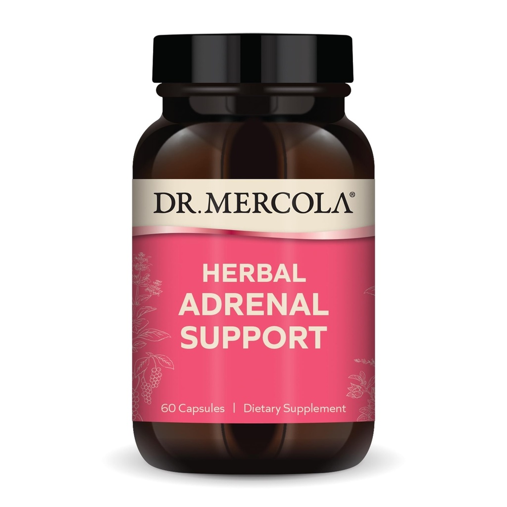 Dr Mercola Herbal Adrenal Support, 30 portioner (60 kapslar), Kosttillskott, humör och stresshantering, icke-GMO
