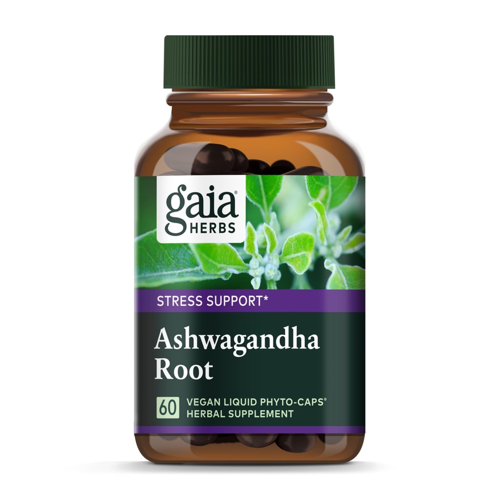 Gaia Herbs Ashwagandha Root - Tillverkad med organisk Ashwagandha Root för att hjälpa till att stödja ett hälsosamt svar på stress, immunsystemet och Restful Sleep - 60 Vegan Liquid Phyto-Capsules (30-dagars leverans)