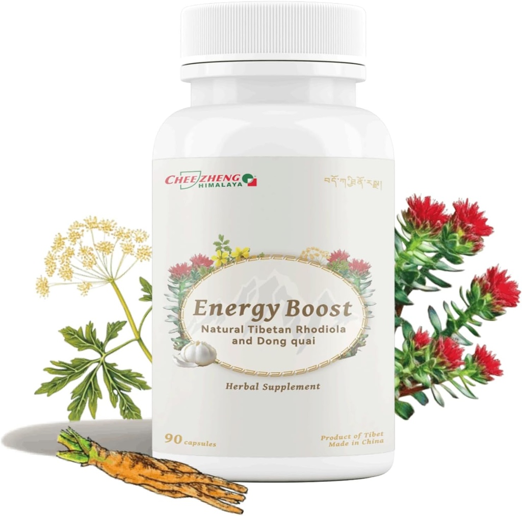 CheezhengHimalaya Rhodiola och Angelica Sinensis, Boost Daily Energy, Reduce Fatigue, Enhance Blood and Heart Health, Metabolism, Support Lung Function, Tibetan Natual Herbs, 120 Veggie Capsules