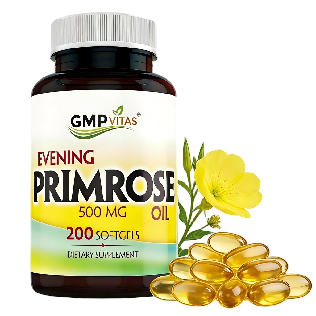 Kväll Primrose Oil 500mg SoftgelsCold Pressed Softgels med 45mg GLA Maintain Smooth-Healthy Looking Skin-Supports Hormonal Balance