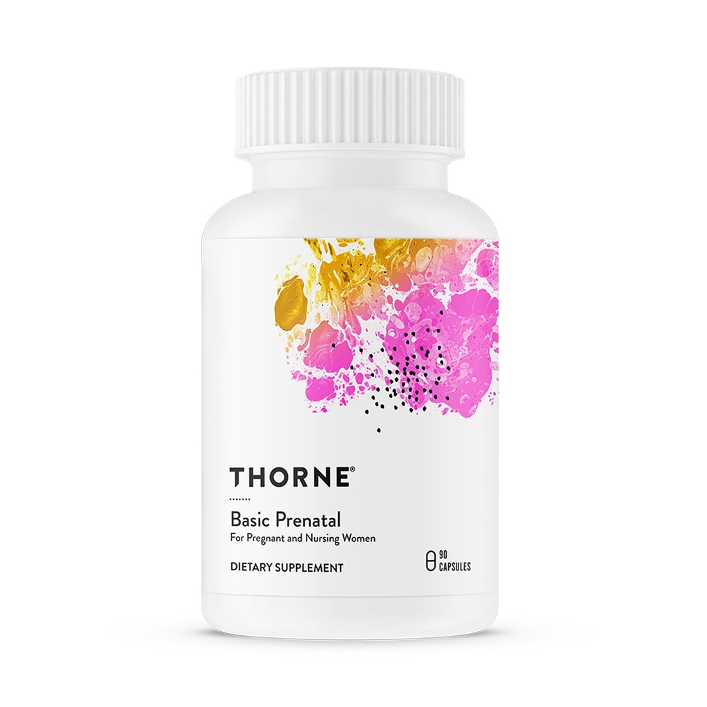 THORNE - Grundläggande prenatal - Well-Researched Folate Multi för gravida och omvårdnad kvinnor innehåller 18 vitaminer och mineraler, plus kolin - Gluten, Dairy & Soy-Free - 90 kapslar - 30 portioner
