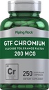 Piping Rock GTF Chromium 200 mcg | 250 kapslar | Glukostoleransfaktorförsörjning | Non-GMO & Gluten Free