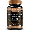 WELLNESS LABSRX Mushroom Supplement Capsules 10:1 Extract, Mushroom Complex Capsules 1000mg, Lions Mane Supplement med Turkiet Tail, Cordyceps, Reishi - 120 Count