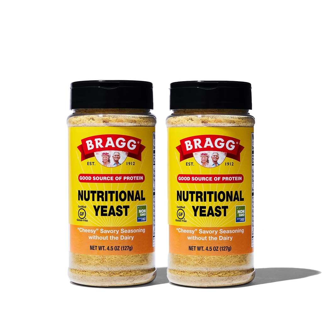 Bragg Premium Nutritional Yeast Seasoning - Vegan, Gluten Free - Bra källa av protein och vitaminer - Näringsrik Savory Parmesan Cheese Substitute (Original, 4.5 Ounce (Pack of 2))