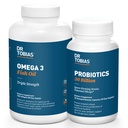 Dr Tobias Probiotics 30 miljarder och Omega 3 Fish Oil (2000 mg) för Digestive Support & Overall Health