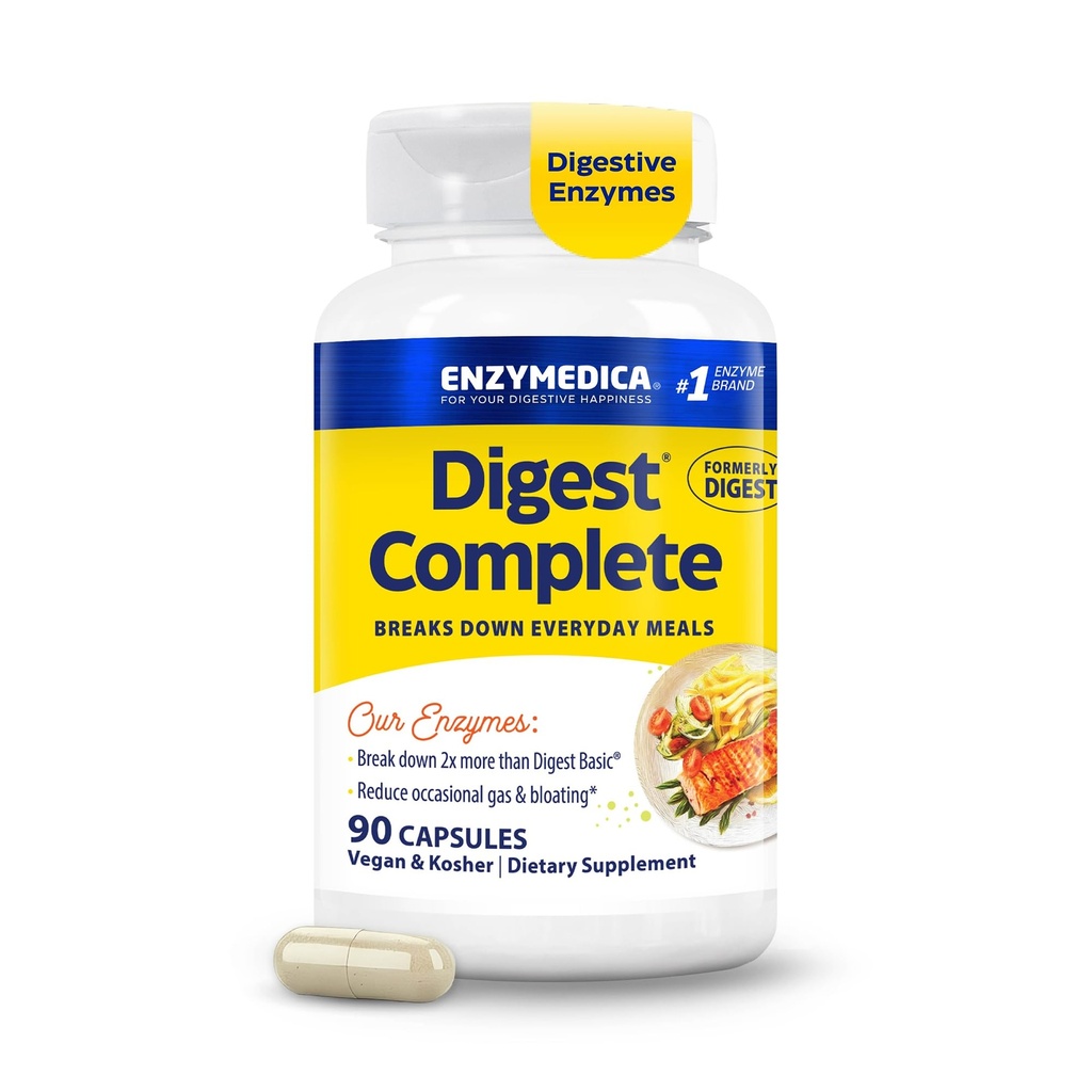 Enzymedica Digest, Full-Range, Everyday Digestive Enzymes, erbjuder snabb-Acting Gas & Bloating Relief, 90 Count