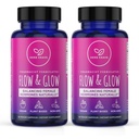 Flow och Glow Natural Hormone Balance för kvinnor - PMS & Menopause Relief för kramper, humörsvängningar och nattsvett med Donq Quai & Black Cohosh för klimakteriet - 60 Vegan kapslar (2 Pack)