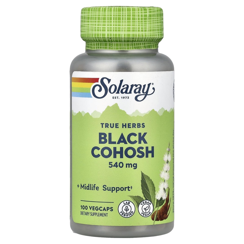 SOLARAY Black Cohosh 540 mg | Womens Health & Menopause Support Supplement | Hel Root | Non-GMO, Vegan & Lab Verified | 100 VegCaps
