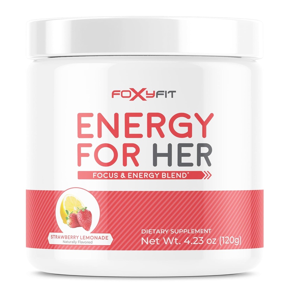 Energy for Her by Foxy Fit Energy and Recovery Suppport for Women (Strawberry Lemonade - 30 Servings)