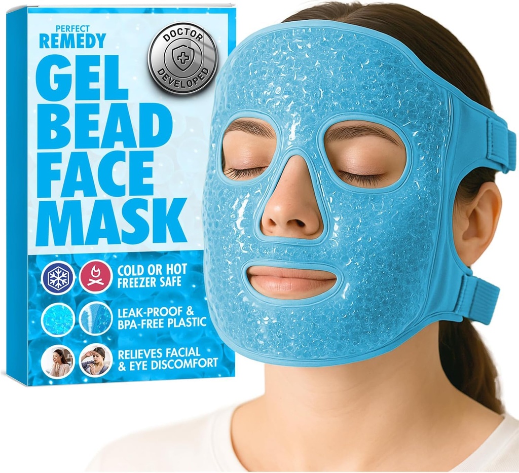 Perfekt Remedy Face Ice Pack, Reusable Hot & Cold Ice Face Mask, Gel Compress för att hjälpa till med Puffy Eyes och hjälpa till i Villkor för Swelling, Facial Spa Cooling Mask för kvinnor och män (Blue)