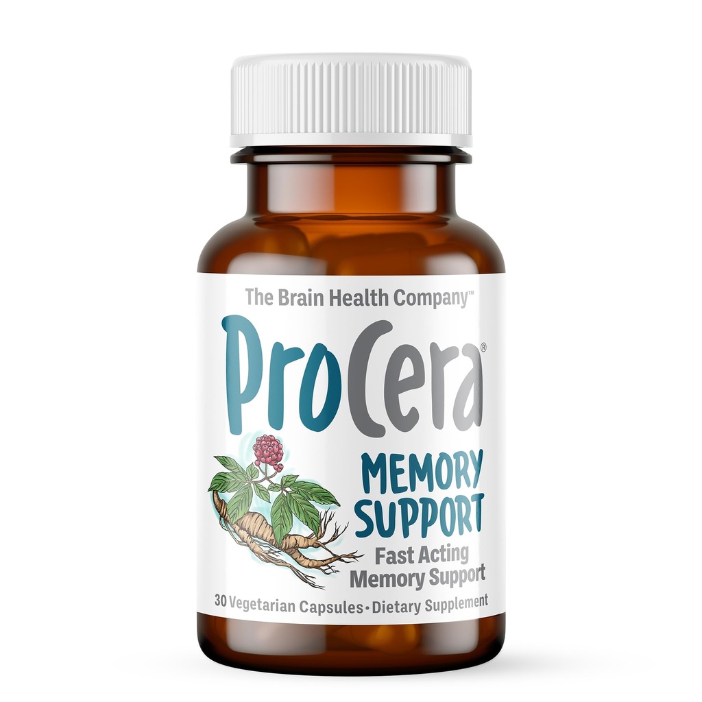 Procera Memory Support - Baserat på 60 + Ingrediensstudier - Boost Mental Performance - Clarity - Mood Stability - Stress - Mental Fatigue - Adaptogener - Ginseng - Ginkgo Biloba - 30 Count