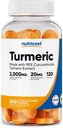 Nutricost Turmeric Gummies (240 Gummies) - Citrus smaksatt, tillverkad med 95% Curcuminoids, 120 portioner, inkluderar Ginger och Black Pepper Extract, Vegetarian, icke-GMO och Gluten Free