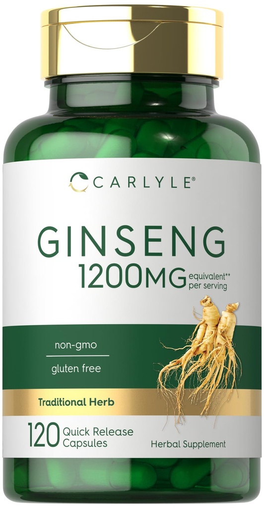 Carlyle Ginseng Extract Supplement | 120 Capsules | Pills for Men & Women | Non-GMO and Gluten Free