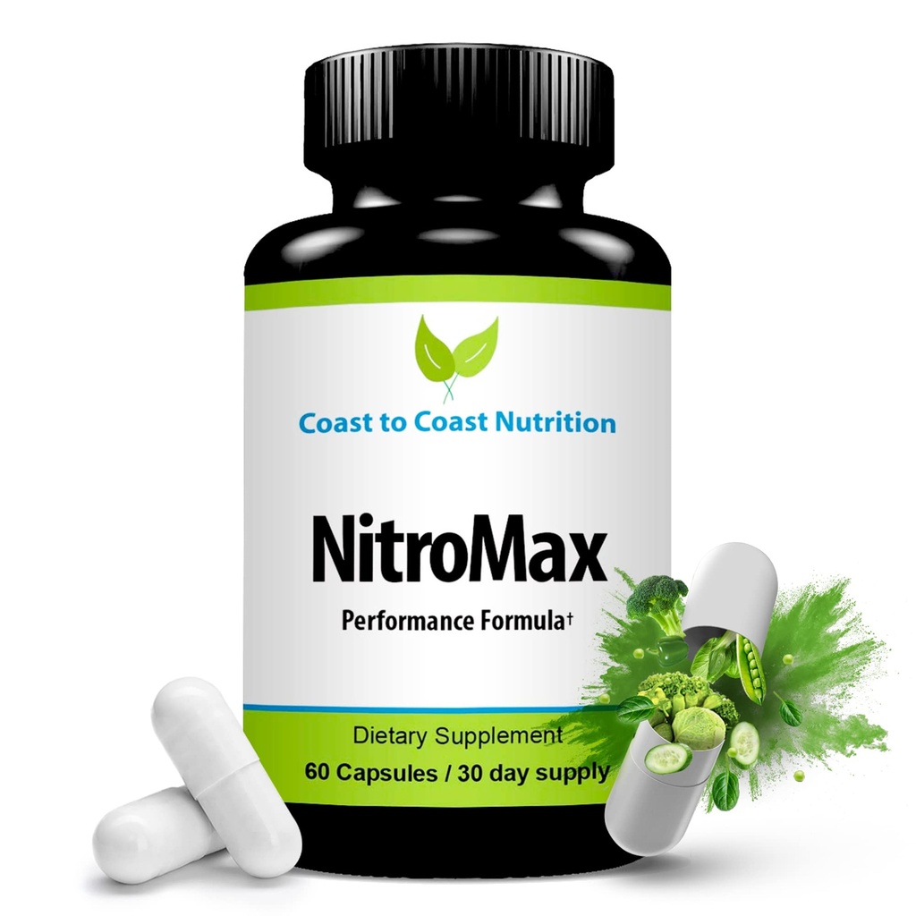 NitroMax Performance Formel - L-Arginine Nitric Oxide Supplement Plus Citrulline, AKG, Beta Alanine - Bygg Muscle, Vascularity, Energy, Circulation - Workout Harder - 60 L-Arginine Capsules
